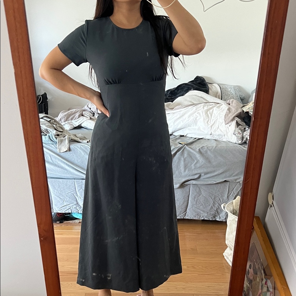 Aritzia Short Sleeve Olive Green Jumpsuit